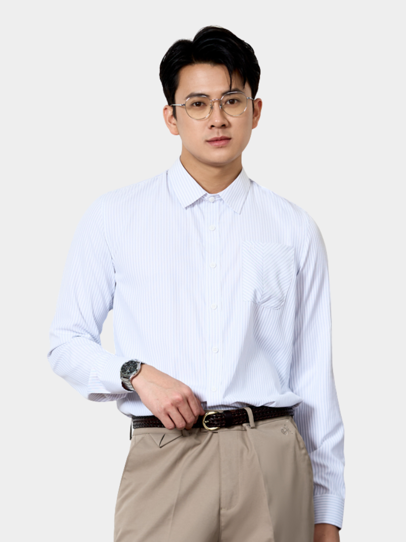 ao so mi soc han che nhan wrinkle x theu chu m form tailored sm177