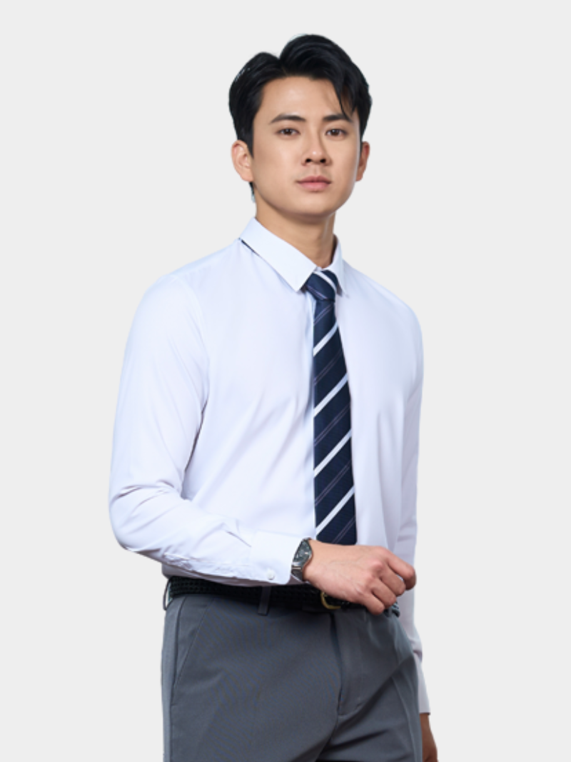 ao so mi tron han che nhan wrinkle x theu peakhour form slimfit sm181