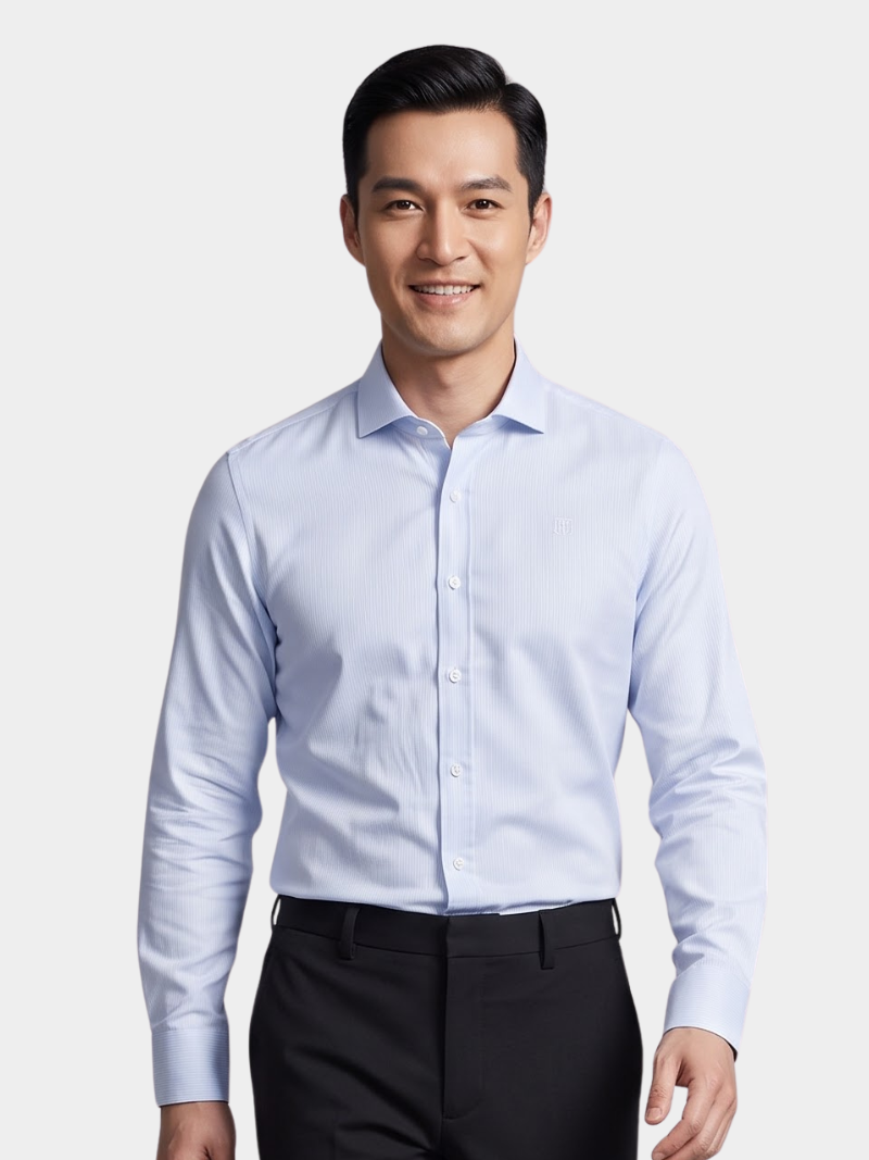 ao so mi soc theu huy hieu m form tailored sm180