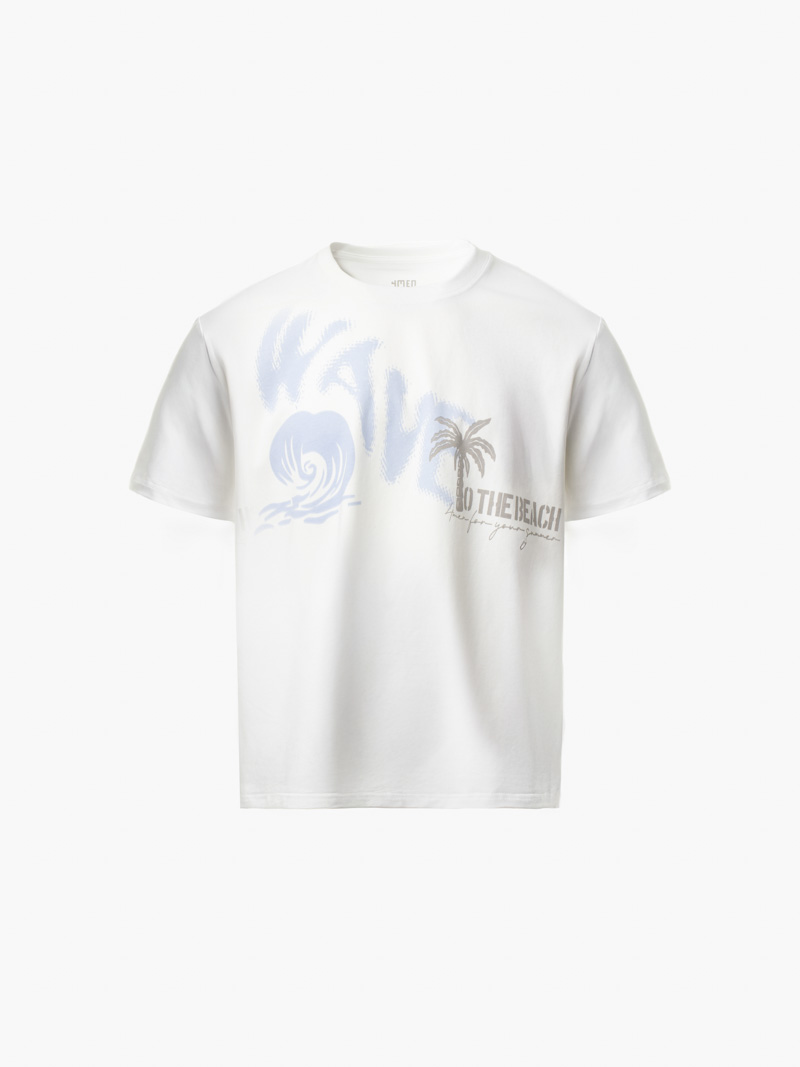 ao thun in chu wave to the beach form relax at174