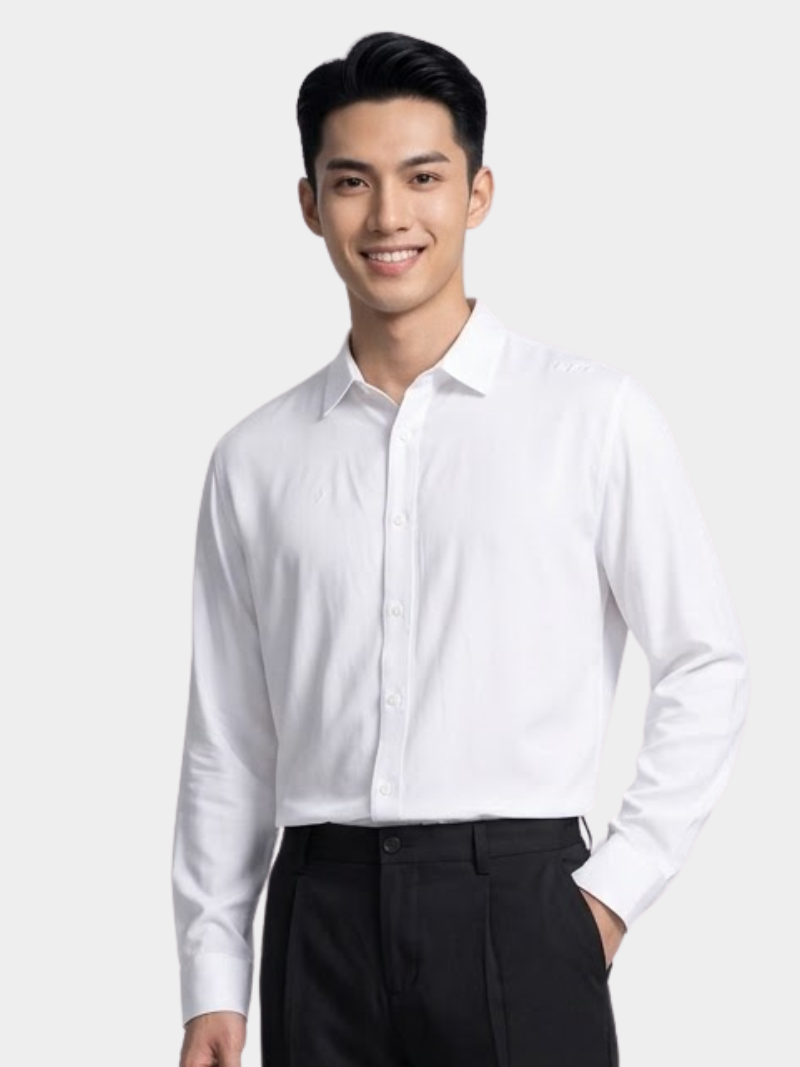 ao so mi tay dai vai bamboo theu chu liberty m o vai form slimfit sm190