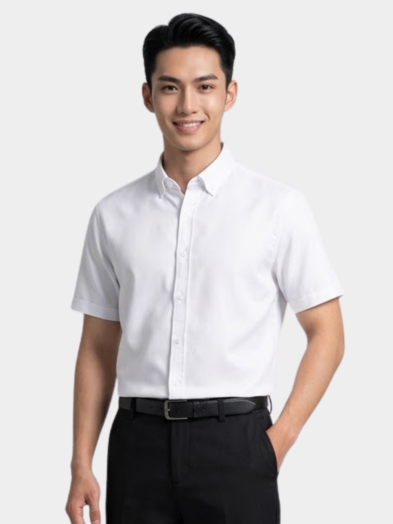ao so mi tay ngan so cheo tron form regular sm178