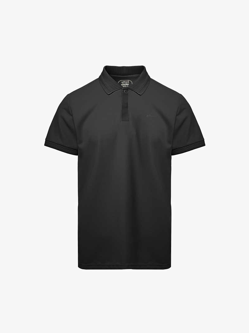 ao polo vai coolmax theu logo tron 4m form regular po167 mau den