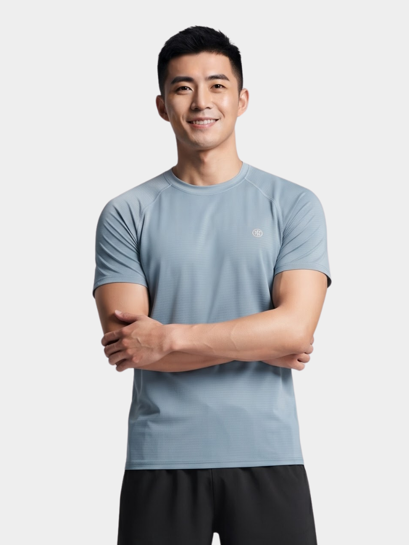 ao thun the thao in logo 4m tron form regular at175