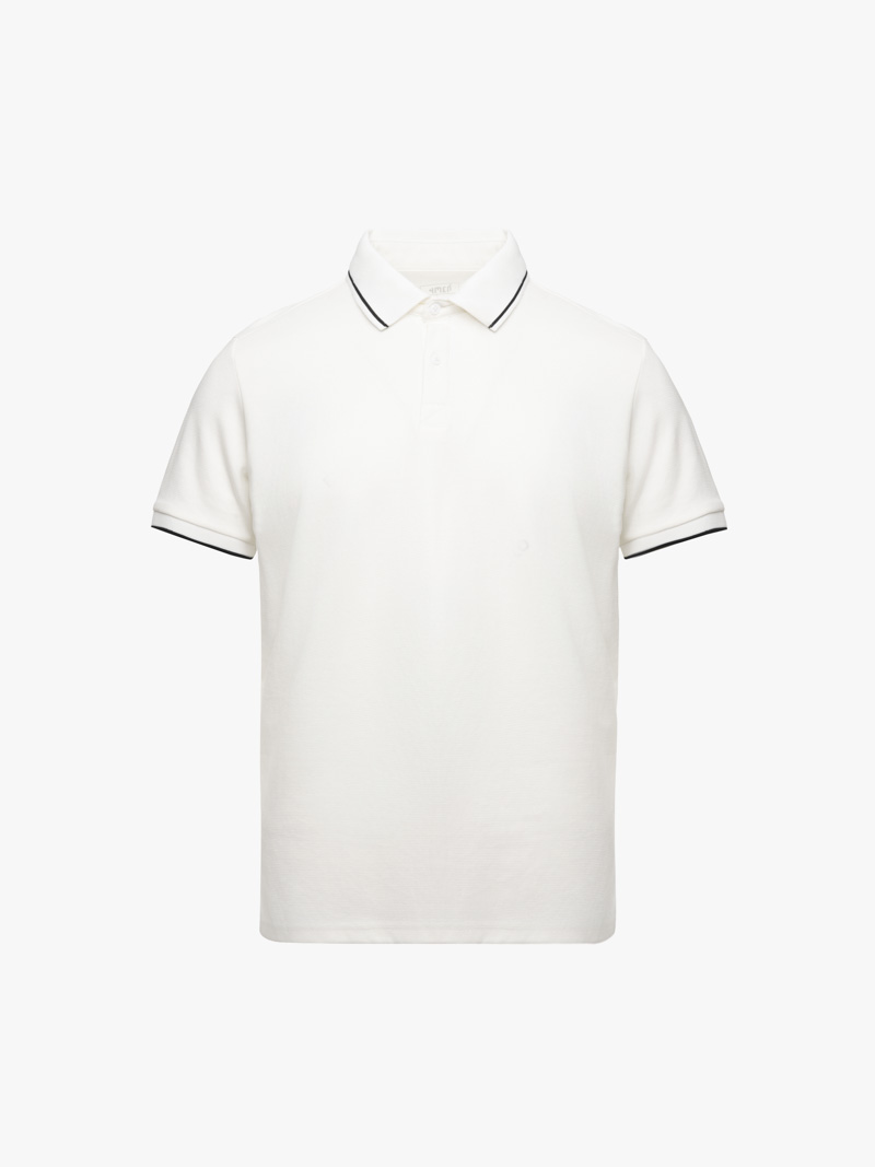 Áo Polo Phối Bo Cổ Dệt Mè Form Regular PO173 Màu Trắng