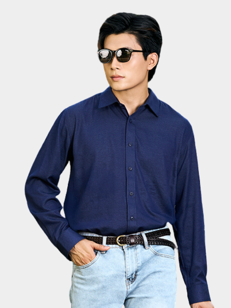 ao so mi denim theu just breath form regular sm196