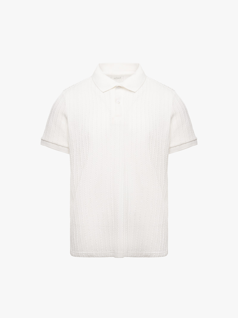 Áo Polo Dệt Kim Vặn Thừng Form Slimfit PO177 Màu Trắng