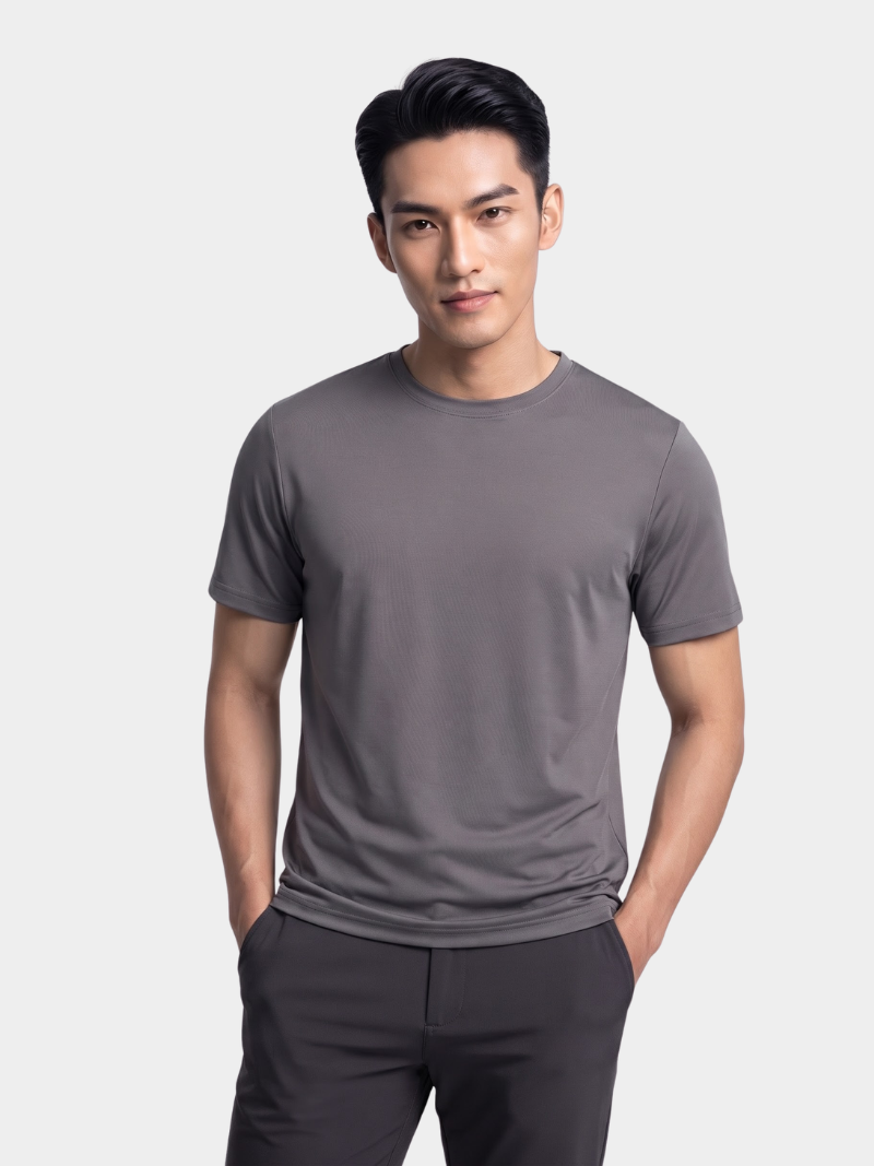 ao thun co tron tron form modern at186