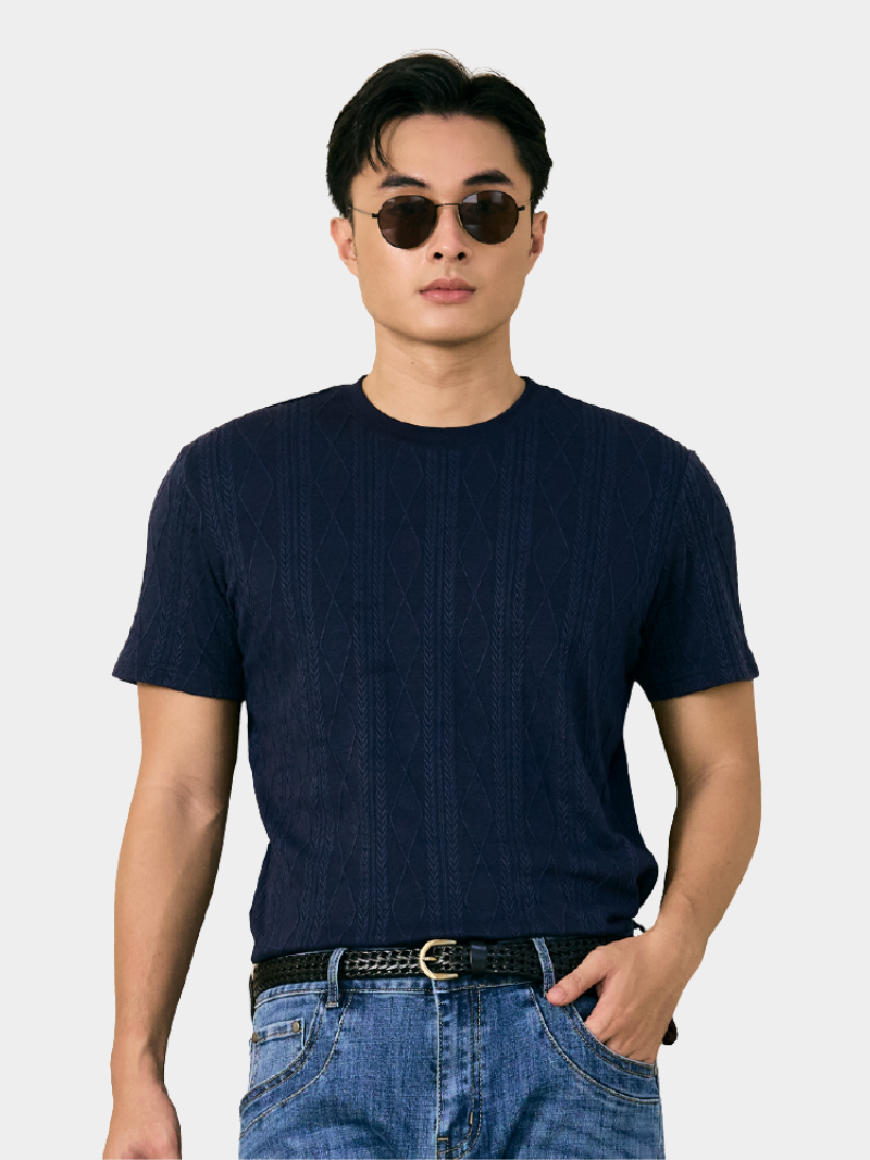 ao thun det kim hoa tiet form slimfit at182