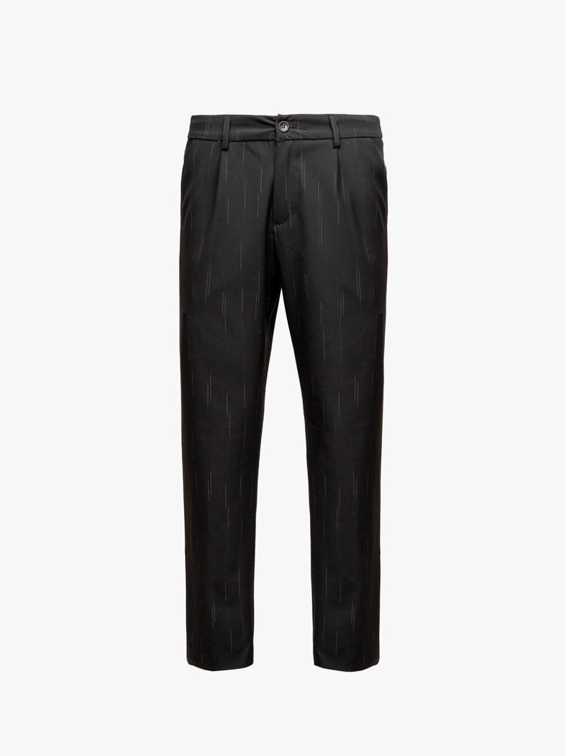 Quần Tây Sọc Vải Rayon Lưng Thun Form Regular QT072 Màu Sọc Đen