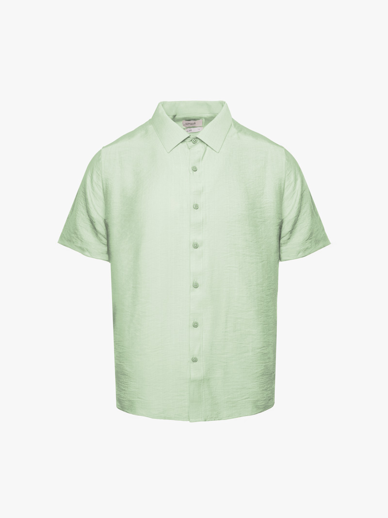 Áo Sơ Mi Linen Xước Ngắn Tay Form Regular SM203 Xanh Bạc Hà