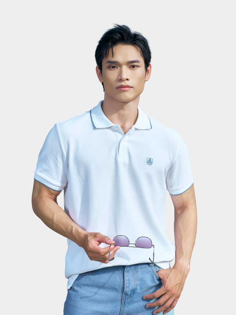 ao polo mat chim theu logo con thuyen form regular po187