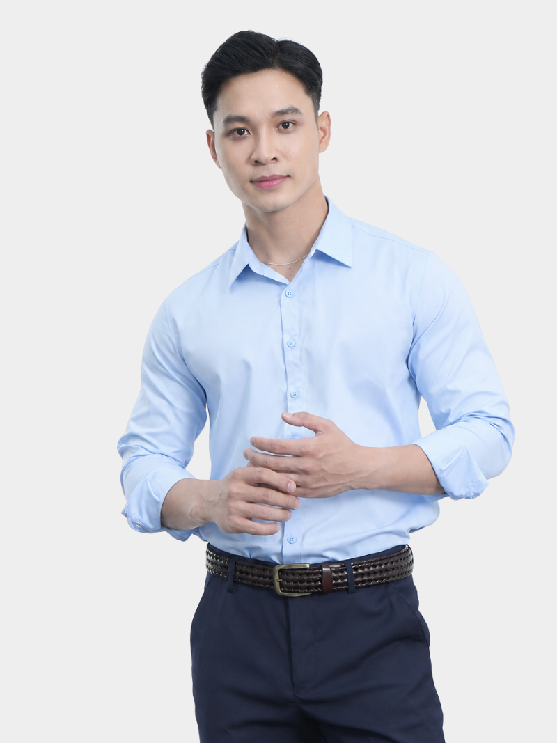 ao so mi tron form slimfit sm205