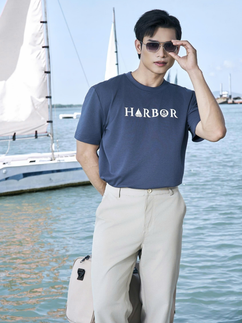 ao thun co tron in chu harbor form relaxed at193