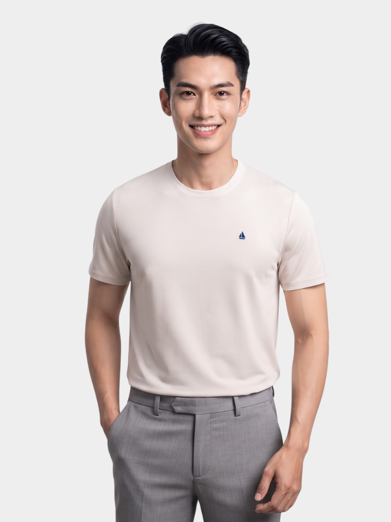 ao thun rayon in logo chiec thuyen form slimfit at190