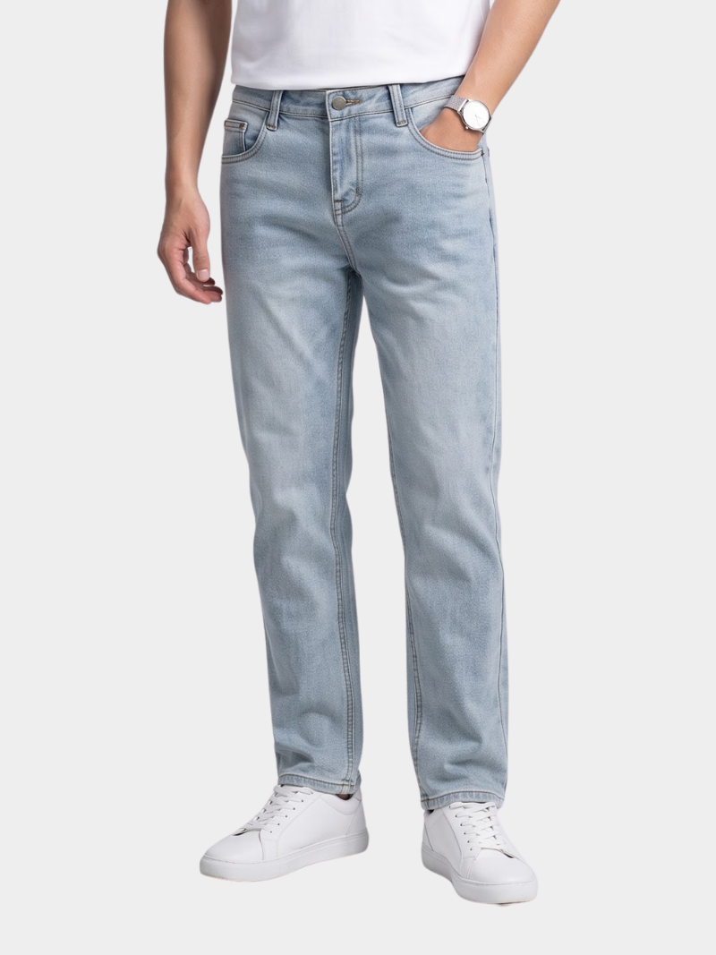 quan jeans tron form straight qj129 mau xanh