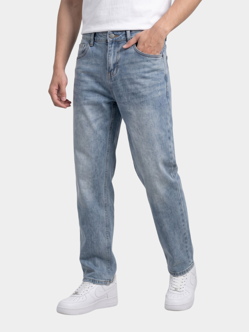 quan jeans tron form straight qj130 mau xanh
