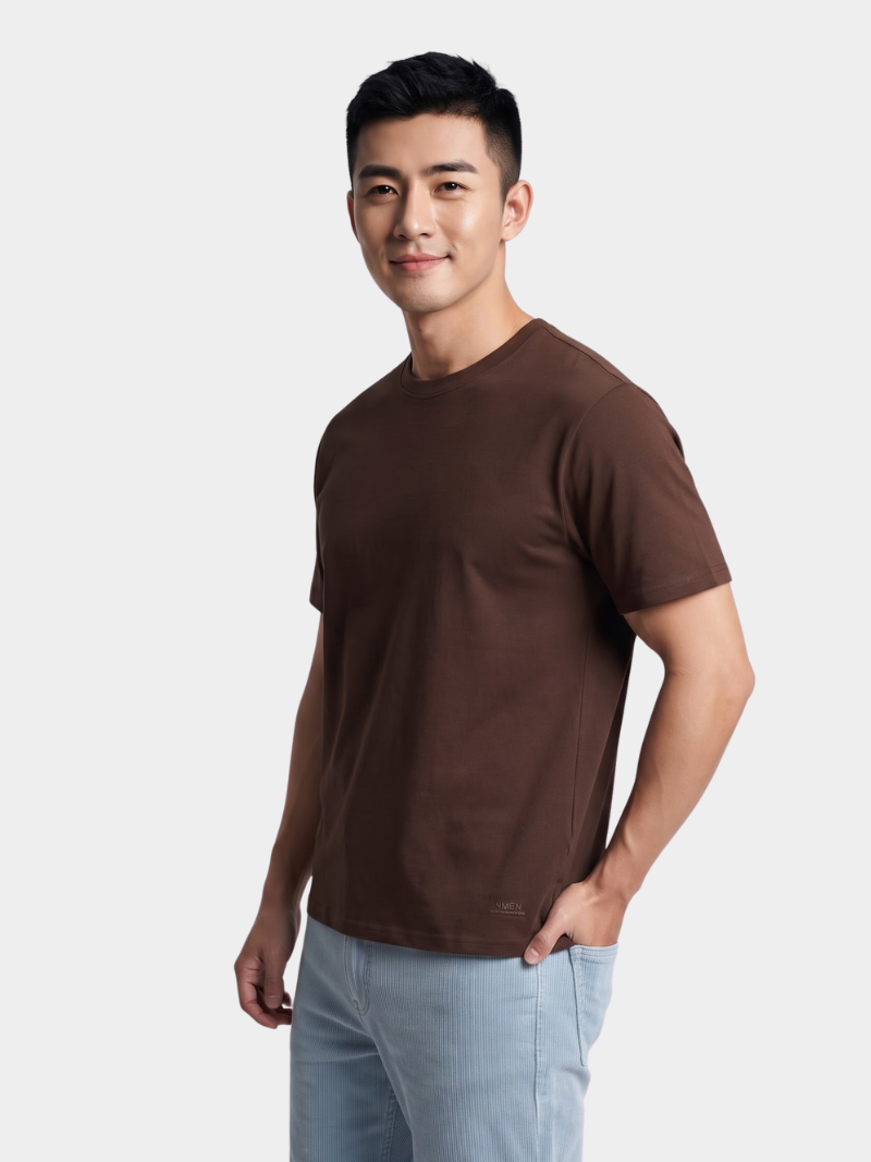 ao thun co tron in 4men essentials form slimfit at194