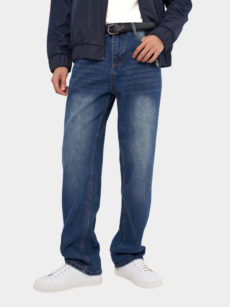 quan jeans tron form straight qj131 mau xanh