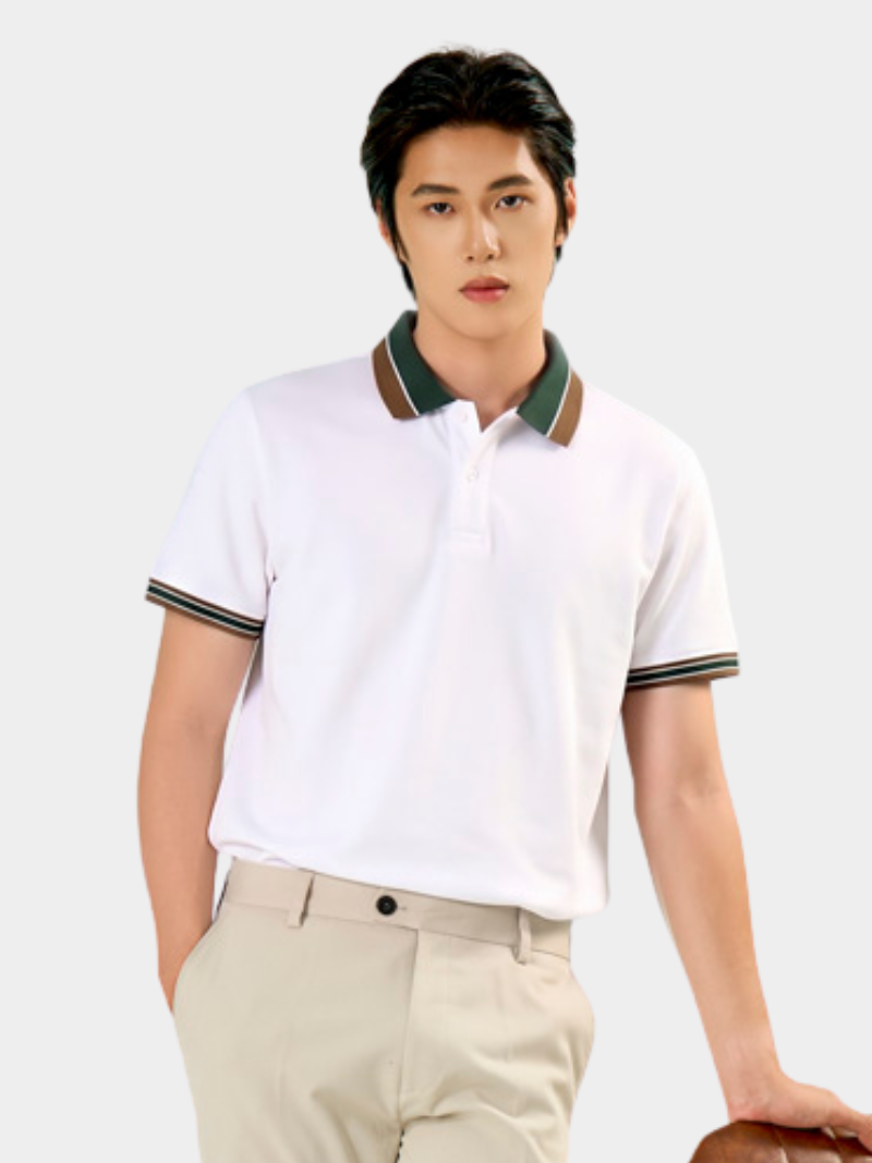 ao polo phoi bo signature stripe form regular po194 mau trang