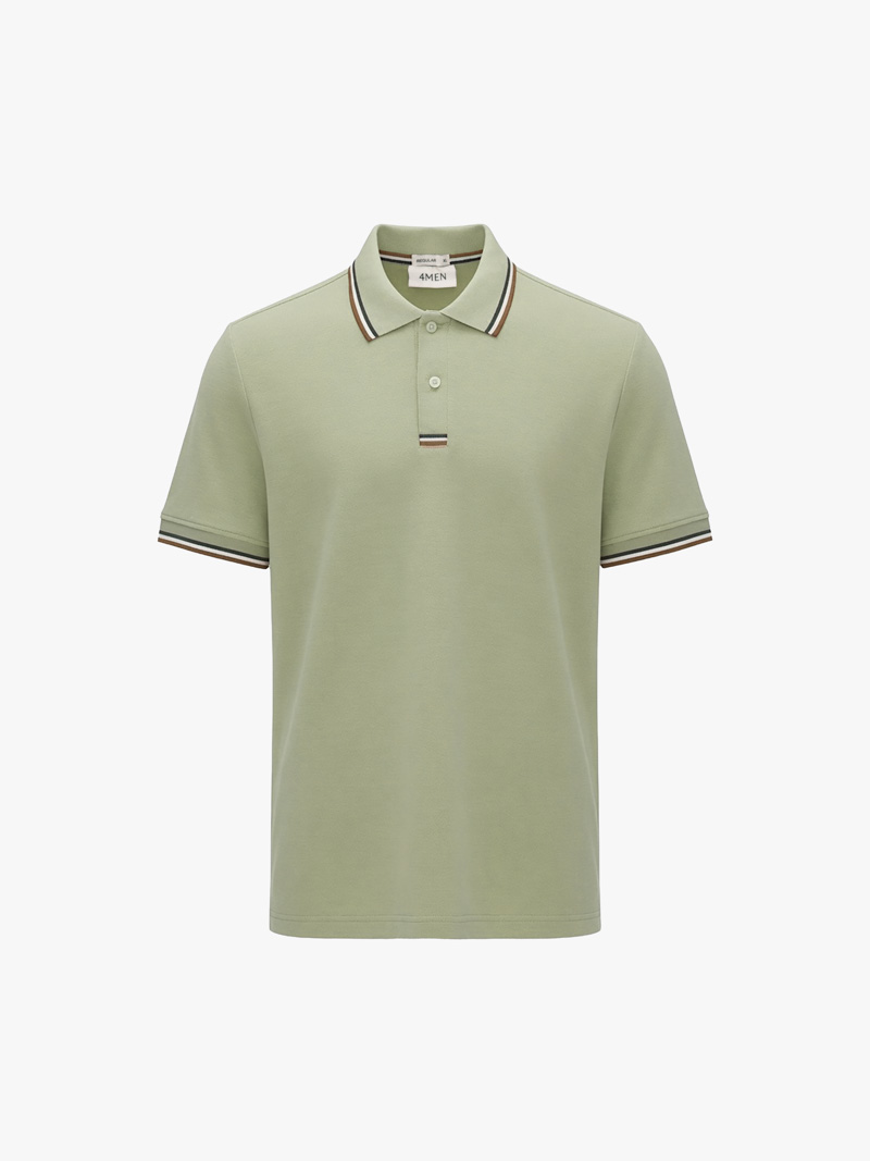 Áo Polo Signature Stripe Trơn Form Regular PO193 Màu Rêu