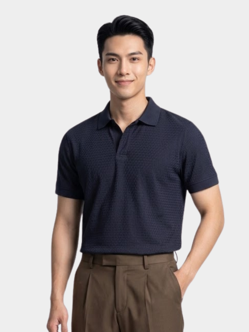 ao polo jacquard texture nep dau khuy form modern po197