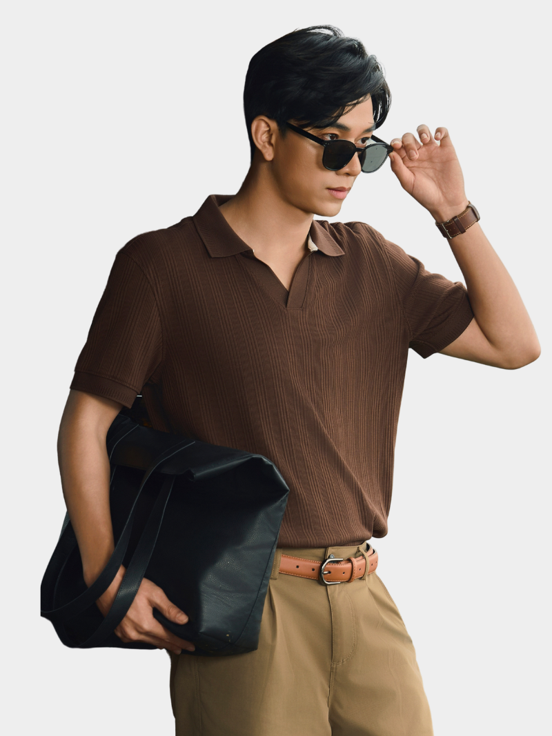 ao polo vertical texture co v bo kieu form modern po199