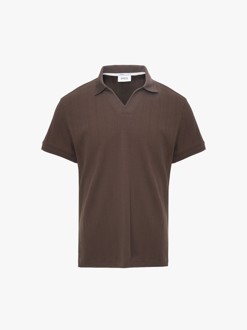 Áo Polo Vertical Texture Cổ V Bo Kiểu Form Modern PO199 Màu Nâu
