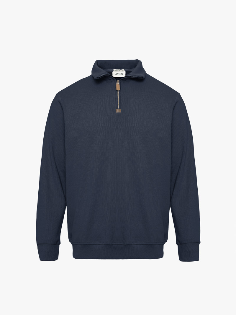 Áo Sweatshirt Trơn Dây Kéo Form Regular AS006 Màu Xanh Đen