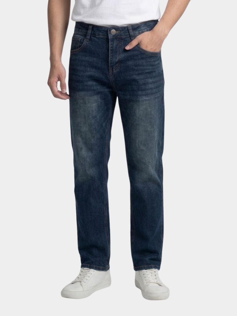 quan jean tron form straight qj136 mau xanh